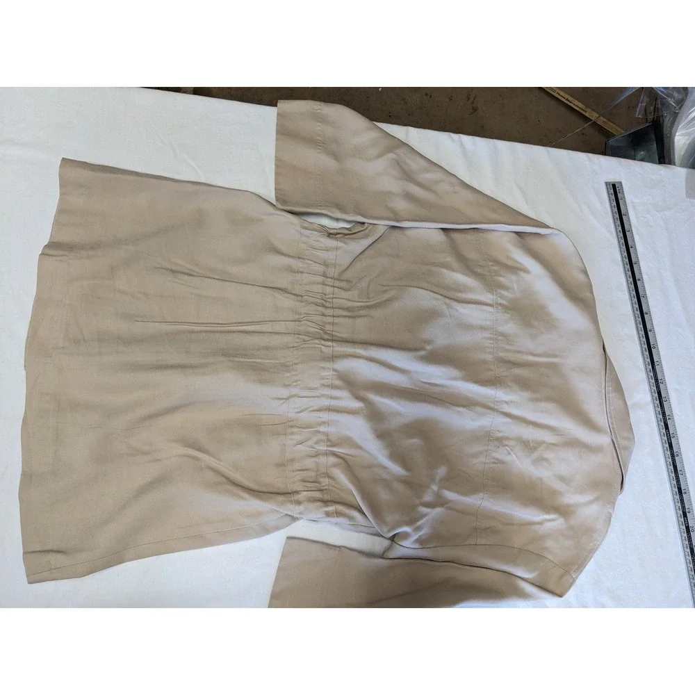 Madison Grey XS‎ Tan Utility Jacket Tie Waist 3/4 Sleeve Rayon Twill Womens
